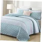 Boho Quilt Set Size Bohemian Quilt Bedding Set Striped Lightweight Queen Aqua