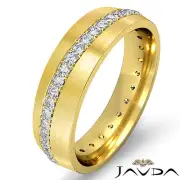 Mens Eternity Ring Round Pave Diamond Wedding Dome Band 18k Yellow Gold 0.50Ctw