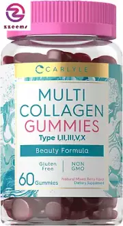 Collagen Gummies 60 Multi Collagen Complex Beauty Formula Supplement Mixed Berry