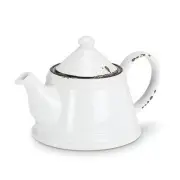 Enamel Look White Teapot