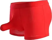 [JEShifangjiusu] Men'S Soft Breathable Elephant Nose Trunk Boxer Solid Lightweight Underpants Sport Workout Bugle Shorts, Red, Medium