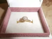 Genuine Authentic Pandora 14ct Gold Dazzling Droplet Ring 150187CZ - Size 54
