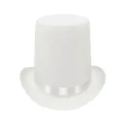 High Top Hat Magician High Hat British Black Jazz Topper Hat Male And Female Court Gentleman Flat Felt Hat for Performances Role Play Christmas white