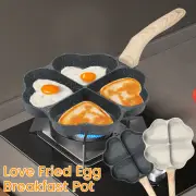 Egg Frying Pan 4-Cup Heart Omelette Pan Non-Stick Egg Skillet with Wooden xinOh