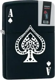 Zippo 08263 Ace of Spades Black Matte Lighter + FLINT PACK