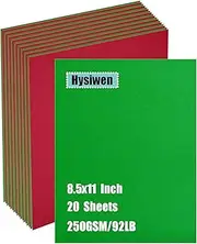 Hysiwen 20 Sheets Red and Green Christmas Color Cardstock 8.5 x 11 Inches, 250gsm/92 lb Thick Craft Paper for Making Cards, Invitations, Paper Crafts or Drawing