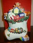 Fitz and Floyd TOYLAND Christmas Stocking Cookie Jar - New in Box