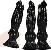 Dog Dildo 4 Sizes Animal Monster Dildos Animal Penis Anal Dildo Large Anal Plug Anus Dilator Sex Toys for Women Men(Schwarz,M)