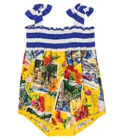 [Dolce & Gabbana Kids] Dolce & Gabbana Kids Baby Portofino printed cotton poplin playsuit M 3-6 multicoloured