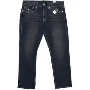 True Religion Geno Big T Flap Men's Dark Straight Leg Jeans (36x30, Smoky Wash)