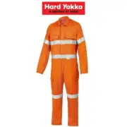Mens Hard Yakka Protect Hi-Vis Safety Orange Tecgen Coverall Lightweight Y00100