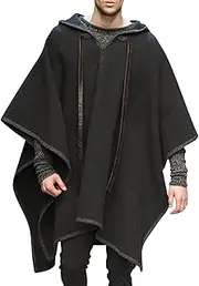 [Qolkmuiy-GJ] Mens Classic Blanket Wool Poncho Fashion Poncho Comfortable Home Clothes Vintage Hoodie Pullover Coat
