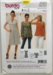 NEW- Burda Style Sewing Pattern 6685 Womens Size 6-18 Blouse Top Dress Sleeves
