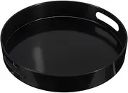 RORPOIR Black Serving Tray Round Decorative Tea Tray Handles Circle Storage Plate for Home Office Decor