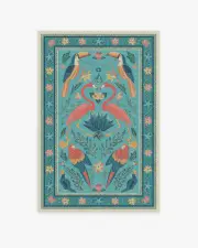 120' x 185' | Machine Washable Runner Rug | Kid & Pet Friendly | Indoor Rug | Iris Apfel Birds Of A Feather Aqua Rug | Ruggable