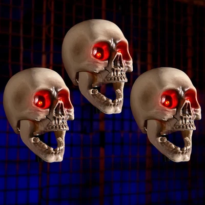 Halloween Animatronic Skull Decorations,Sound Activated Skeleton Heads with Soun