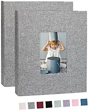 Photo Album 8x10, Pack of 2 Linen Picture Book, 26-Page Album Holds 52 Photos Art Presentation Folder for Picture or Certificates Storage Grey