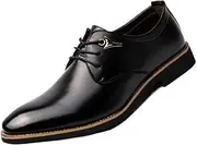 ARSUGMZ Men's Leather Shoes Men's Shoes Black Casual Leather Shoes Formal Business Pointed Lace-up(Black,41)