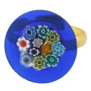 GlassOfVenice Murano Glass Millefiori Blue Multicolor Ring 3/4 Inch