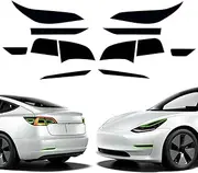 MusTree Precut Light Cover Tint Film Fit for Tesla Model 3 Headlight Eyelid Taillight Tail Light Reflector with Gloss Dark Smoke Wrap Overlay Accessories