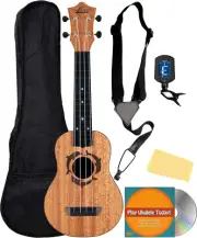 OUN Soprano Ukulele - Dolphin Bundle with Gig Bag, Strap, Tuner, Strings, Online