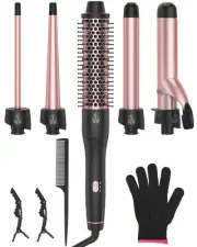 ANIEKIN 5 in 1 Curling Iron Set, Fast Heat Up Wand from 3/8 to 1 1/4...