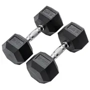 METEOR 32.5kg Rubber Hex Dumbbells, Hex Dumbbells, Fixed Weight Dumbbells, Gym Weights, Dumbbell Weights (1 Pair)