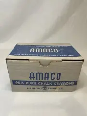 Vtg AMACO Dustless White CHALK Crayons No. 101 144 Pcs Gross Carton Made In USA