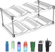 Geoyien Fridge Bottle Holder, Bottle Rack, 2 Layers Transparent Water Bottle Organiser for Wine, Each Rack Contains 3 Bottles