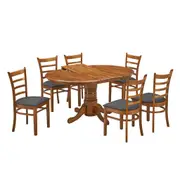 VI Mackay Solid Timber Extendable Dining Setting with 6 Chairs