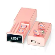 A22 Bluetooth Earphone Outdoor Sports Wireless Headset V5.3 With Charging Bin Display Touch Control Headphone Earbuds Waterproof-Pink