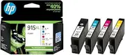 HP 915XL Genuine Ink Cartridge 4-Piece Set, Black/Cyan/Magenta/Yellow, 825 Prints Capacity