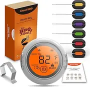 Wireless Meat Thermometer with 6 Color Probes, Remote Cooking Grill Thermometer, 196ft Wireless Range with Backlight and Alarm for Food Cooking, Smokers, Candy, Coffee and Frying,White
