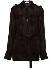 [Saint Laurent Paris] Saint Laurent Paris-Abito Saharienne In Mussola Di Seta-Donna 40 FR