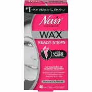 Nair Hair Remover Wax Ready-Strips for Face and Bikini, 40 CT