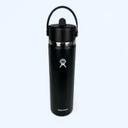 Hydro Flask® Wide Mouth 24oz Bottle with Flex Straw Cap SmartWater Black New