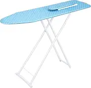 Ironing Board with Iron Rest, Flower Patterns Ironing Board Full Size,Height Adjustable Small Ironing Boards for Small Spaces, Non-Slip, Wide Clothes Ironing Board with Folding Legs (Blue)