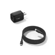 Fast-Charging USB-C Cable and GaN Charger Bundle, Black