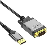 WDAIDJ DOONJIEY Displayport to VGA Cable 6FT, Displayport to VGA Adapter Gold Plated 1080P@60Hz, Standard DP Male to VGA Male Cable, Compatible with Laptop, PC, TV, Projector, Black