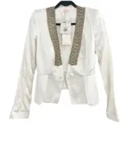 Sass & Bide Blazer Jacket Size AU 8 Quarter To Three Ivory Satin BNWT