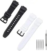 Jtffjsy Replacement Silicone Band for Casio AE-1300, AE-1200 W218H W-219H F-108WH SGW-300H W800H Waterproof Natural Resin Strap