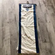 Sheffield Home Ivory Linen Look Table Runner With Blue Velvet Trim