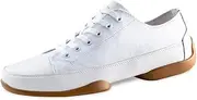 [Anna Kern] Suny Men's Dance Trainers 4040 - Leather/Canvas White - Split PU Sole - Normal Width - Interchangeable Footbed - 1 cm Sneaker Heel