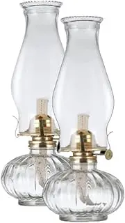 2PCS Vintage Oil Light Glass Kerosene Lamp Oil Night Light Oil Lamp Decor Table Lamp Candlestick Lantern Nostalgic Household Emergency Light for Bedroom Camping