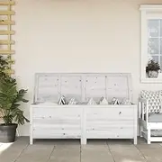 Garden Storage Box White 150x50x56.5 cm Solid Wood Fir Outdoor Furniture Storage