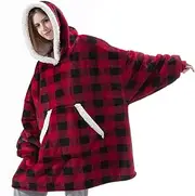 [IEHOME] Oversized Hoodie Sweatshirt, Wearable Blanket, Warm Fleece Wearable Blanket, Giant Fluffy Hoodie Large Front Pocket Sherpa Wearable Blanket for Women Men, One Size fits All