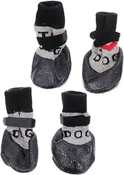 YARNOW 4pcs Pet Footwear Puppy Dog Socks Dog Shoes Sock Dog Anti-Skid Boot Pet Paw Protectors Pet Boot Wool Dog Sock Pet Sock Dog Paw Protectors Plastic Black