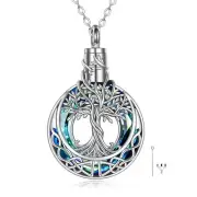 Tree of Life Urn Necklaces for Ashes Sterling Silver Tree of Life Crystal Cre...