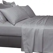 Striped Grey Bed Sheet Set 4 Piece 680 TC