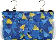 Amooorous Bedside Caddy Bedside Caddy Storage Bag for Bunk and Hospital Beds,Dorm Rooms Bed Rails Blue Background with Lots Of Little Yellow Triangles on It